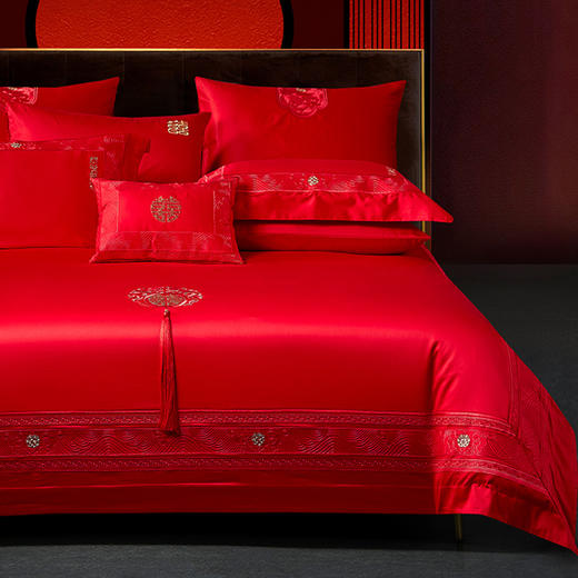 【云粉节】10楼 安睡宝 全棉绣花婚庆六件套-心心相印 吊牌价6999~7999元 活动价2699~2899元 商品图1