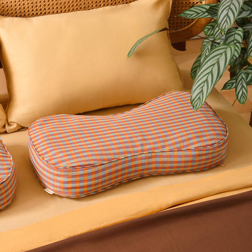 渔夫格纹系列曲线枕荞麦壳枕头护颈椎荞麦皮睡眠四季 商品图1