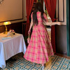 ZMXQ-1840大码女装高级感夏季粉色格子法式复古连衣裙胖mm200斤显瘦 商品缩略图3