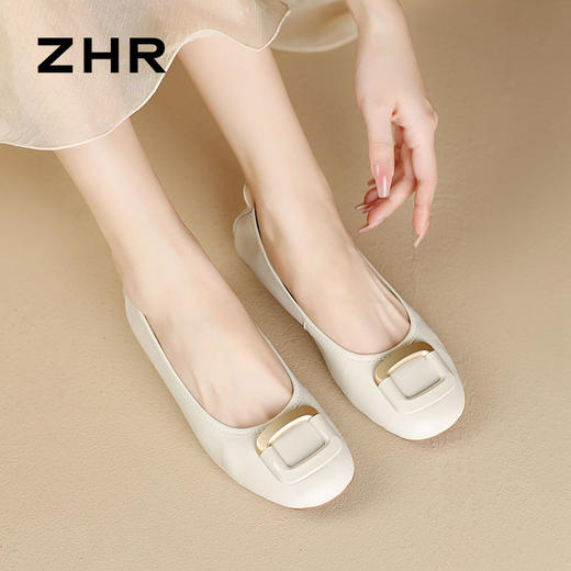 ZHR则则一脚蹬懒人鞋女鞋时尚百搭单鞋2024新款小皮鞋豆豆鞋 商品图6