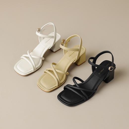 ZHR则则软底凉鞋一字带女2024夏季新款甜美仙女风户外罗马鞋中粗跟 商品图2