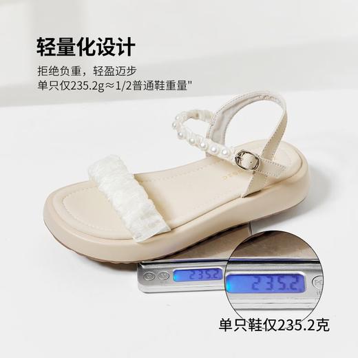 ZHR凉鞋女2024新款夏时尚百搭一字带珍珠凉鞋气质厚底沙滩鞋 商品图3