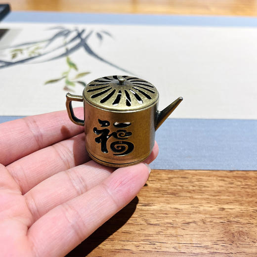 福享小茶壶°迷你铜盘香盒 商品图0