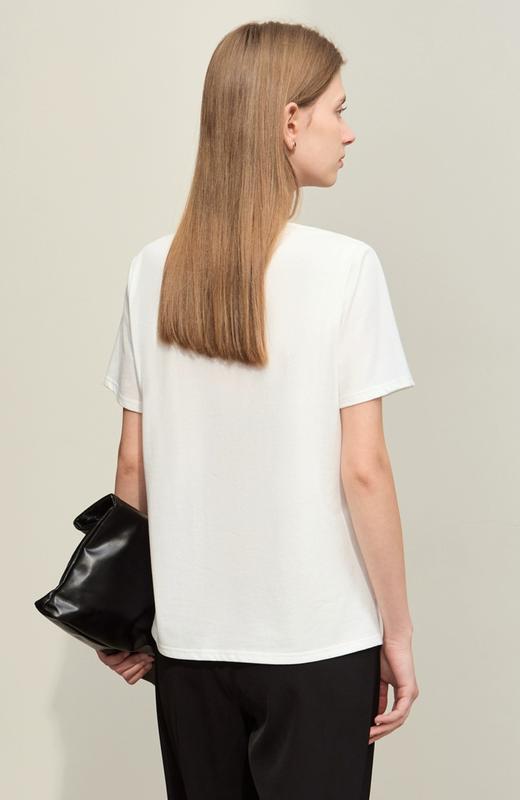 小香 女款 2024夏新款 山茶花剪影立体发泡印花 圆领短袖T恤 Z-11618 商品图2