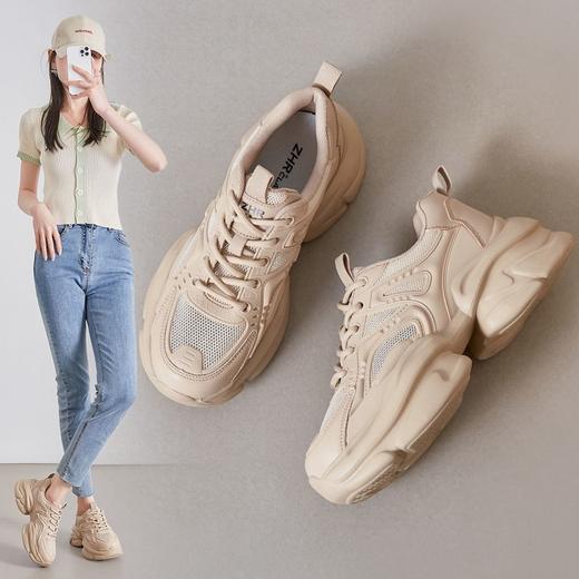 ZHR则则时尚网面透气老爹鞋女鞋2024夏季新款厚底增高运动休闲鞋 商品图1