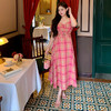 ZMXQ-1840大码女装高级感夏季粉色格子法式复古连衣裙胖mm200斤显瘦 商品缩略图1