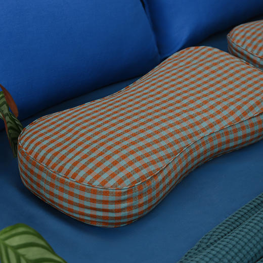 渔夫格纹系列曲线枕荞麦壳枕头护颈椎荞麦皮睡眠四季 商品图2