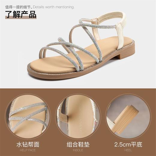ZHR则则水钻仙女凉鞋2024夏季新款时尚百搭平底凉鞋沙滩女鞋法式 商品图3