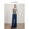 西嘉C+IMPRESS/西嘉天丝一片式藏肉显瘦轻薄牛仔裤女松紧腰阔腿喇叭裤KZ2402026 商品缩略图3