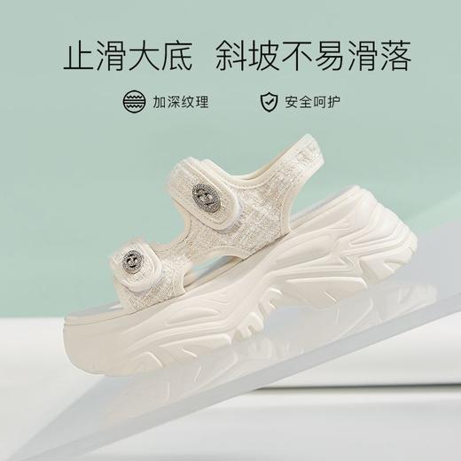 ZHR则则厚底运动凉鞋女2024新款百搭夏季外穿防滑魔术贴沙滩鞋女 商品图3