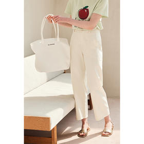 HeyDress白色斜纹牛仔裤女春夏高腰宽松直筒裤通勤百搭休闲九分裤
