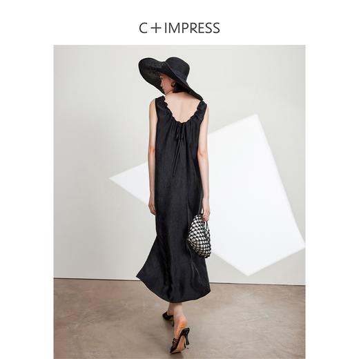 西嘉C+IMPRESS/西嘉醋酸多穿抽绳无袖慵懒风宽松法式连衣裙女夏优雅LYQ2402036 商品图3