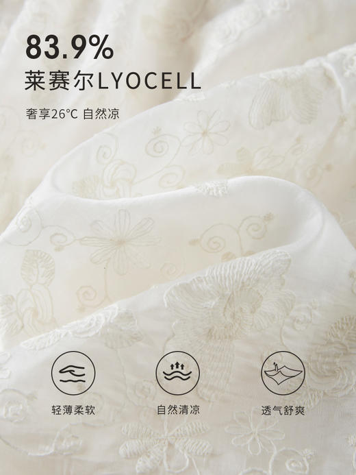 【专属特价】熙世界奢感莱赛尔天丝连衣裙夏季度假风刺绣白色裙子a字仙女裙 商品图3