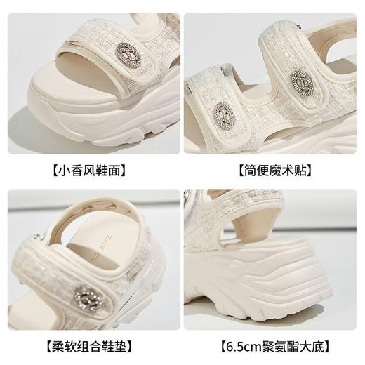 ZHR则则厚底运动凉鞋女2024新款百搭夏季外穿防滑魔术贴沙滩鞋女 商品图4