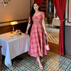 ZMXQ-1840大码女装高级感夏季粉色格子法式复古连衣裙胖mm200斤显瘦 商品缩略图2