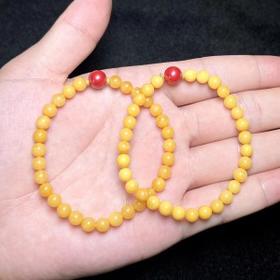 D蜜蜡单圈-DIY朱砂圆珠