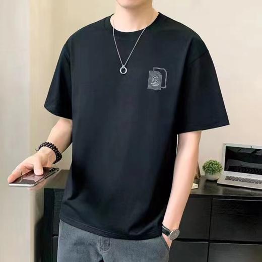 【限时价】喜出100%棉- 灰色条纹小标 印花 情侣T恤 商品图1