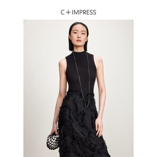 西嘉C+IMPRESS/西嘉醋酸半高领修身时髦T恤女士夏天外穿上衣T2402030 商品图0