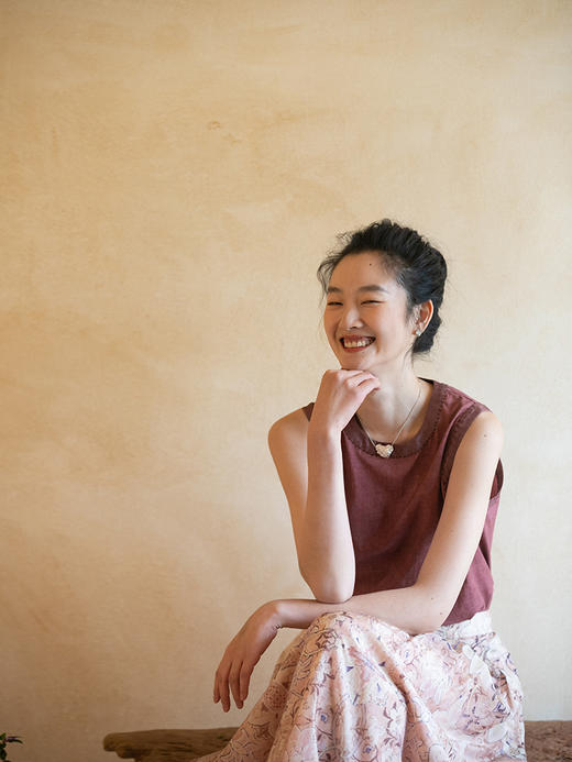 牧衣游原创汉麻棉炒色无袖背心女夏新款舒适百搭休闲无袖T恤 前茶 商品图2