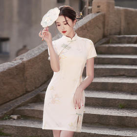国风新中式，韩国麻复合改良版单层旗袍MLS-6911