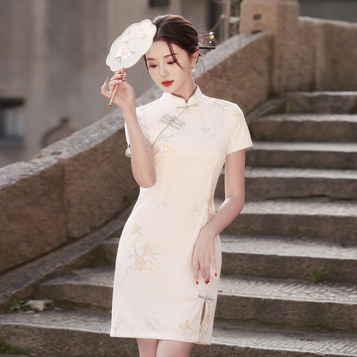 国风新中式，韩国麻复合改良版单层旗袍MLS-6911 商品图0