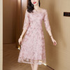 AHM-1962喜婆婆婚宴装粉色礼服裙夏季新款重工网纱提花连衣裙 商品缩略图3