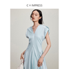 西嘉C+IMPRESS/西嘉精梳棉解构风v领连衣裙女夏优雅气质可调节袖子LYQ2401094 商品缩略图1