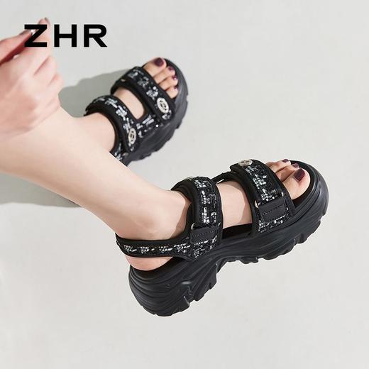 ZHR则则厚底运动凉鞋女2024新款百搭夏季外穿防滑魔术贴沙滩鞋女 商品图8
