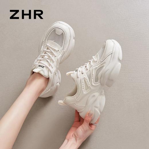 ZHR则则时尚网面透气老爹鞋女鞋2024夏季新款厚底增高运动休闲鞋 商品图6