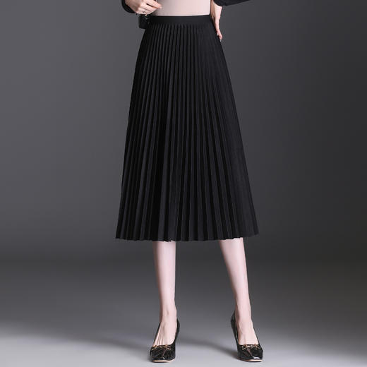 百褶半身裙2025春夏季新款韩版简约修身银丝a字裙弹力甜美中长裙 商品图7