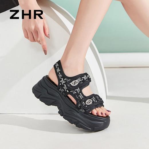 ZHR则则厚底运动凉鞋女2024新款百搭夏季外穿防滑魔术贴沙滩鞋女 商品图9