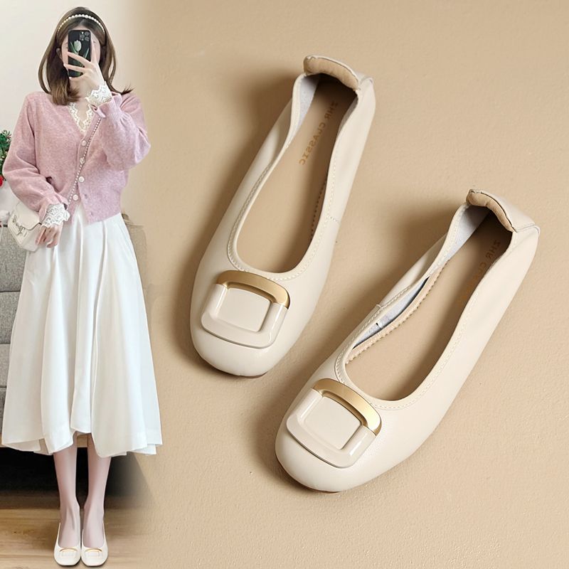 ZHR则则一脚蹬懒人鞋女鞋时尚百搭单鞋2024新款小皮鞋豆豆鞋