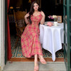 ZMXQ-1840大码女装高级感夏季粉色格子法式复古连衣裙胖mm200斤显瘦 商品缩略图0