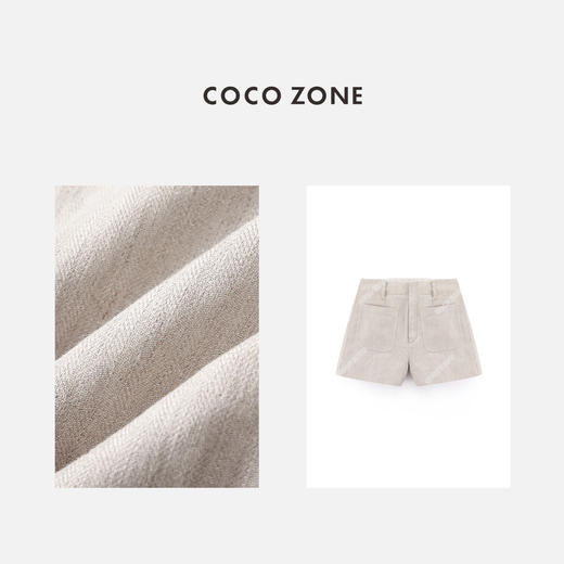 COCO ZONE2024复古风腰头撞色短裤暗扣前幅贴袋裤子24C10182 商品图2