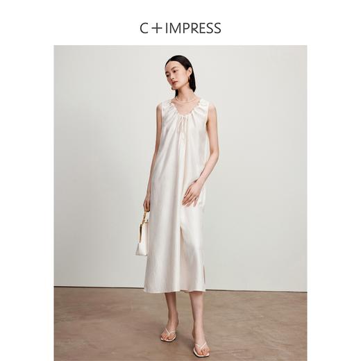 西嘉C+IMPRESS/西嘉醋酸多穿抽绳无袖慵懒风宽松法式连衣裙女夏优雅LYQ2402036 商品图1