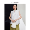 西嘉C+IMPRESS/西嘉冷萃新中式立领塔克褶桑蚕丝醋酸无袖背心马甲女夏MJ2402016 商品缩略图0