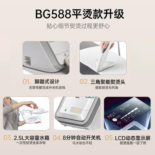 卓力（CuoRi） 新品智能挂烫机手持电熨斗 立式双杆多档蒸汽挂烫机BG588PLUS支持平烫挂烫 晶莹绿 商品图4