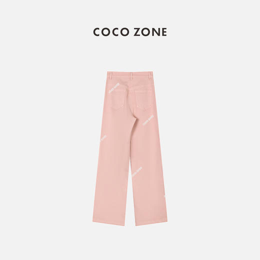 COCO ZONE秋季薄款粉色牛仔裤显瘦百搭直筒长裤 23C19078 商品图1