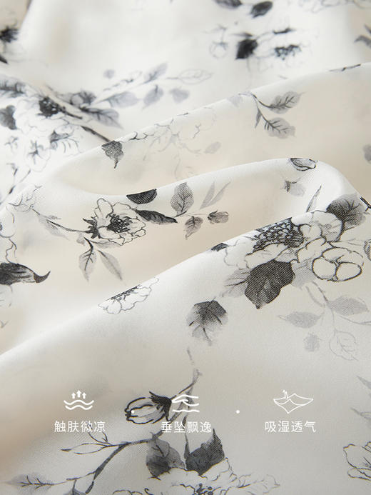 【专属特价】熙世界2025夏季新款新中式改良旗袍连衣裙复古水墨碎花国风裙子 商品图3