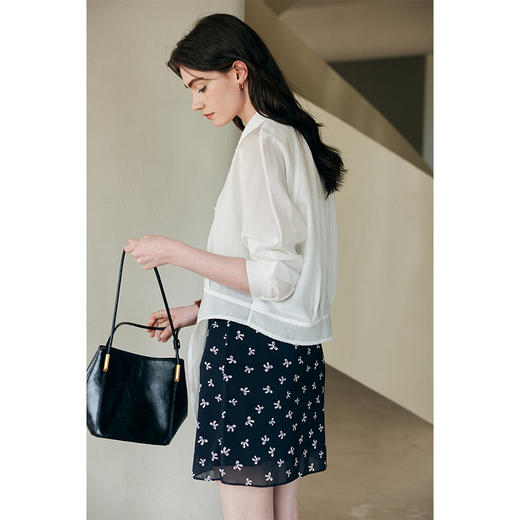 HeyDress连肩袖薄款衬衫女夏季宽松翻领系带衬衣百搭通勤防晒上衣 商品图3