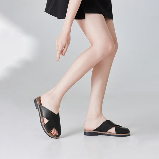 ZHR则则包头拖鞋女2024夏季ins时尚休闲简约交叉凉拖外穿复古半拖 商品图2