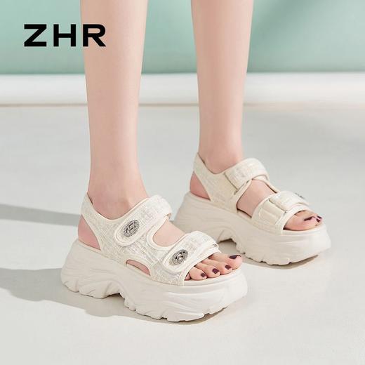 ZHR则则厚底运动凉鞋女2024新款百搭夏季外穿防滑魔术贴沙滩鞋女 商品图6
