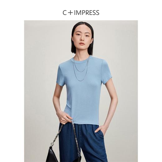 西嘉C+IMPRESS/西嘉奥地利兰精天丝真丝混纺柔软云朵莫代尔t恤女夏季T2402027 商品图0