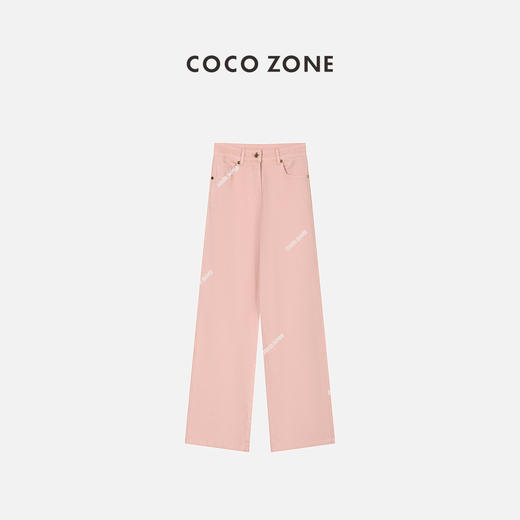 COCO ZONE秋季薄款粉色牛仔裤显瘦百搭直筒长裤 23C19078 商品图0