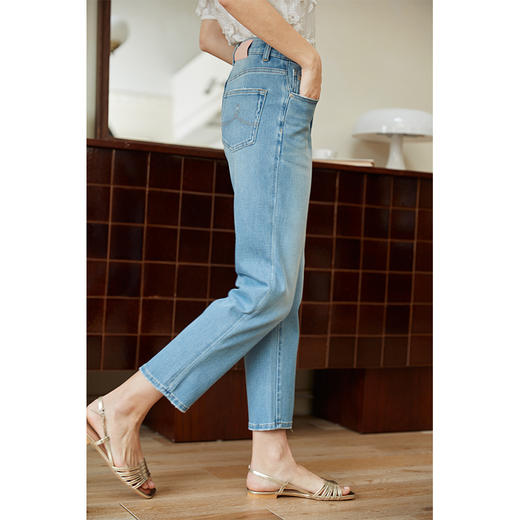 HeyDress磨边牛仔裤女春夏高腰弹力显瘦休闲直筒裤百搭烟管裤子 商品图2