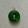 18K玫瑰金和田玉（碧玉）平安扣吊坠/小平安扣直径12mm/菠菜绿 商品缩略图0