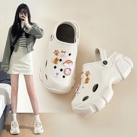 优选丨ZHR则则可爱彩虹熊洞洞鞋女新款ins舒适厚底两穿卡通凉鞋