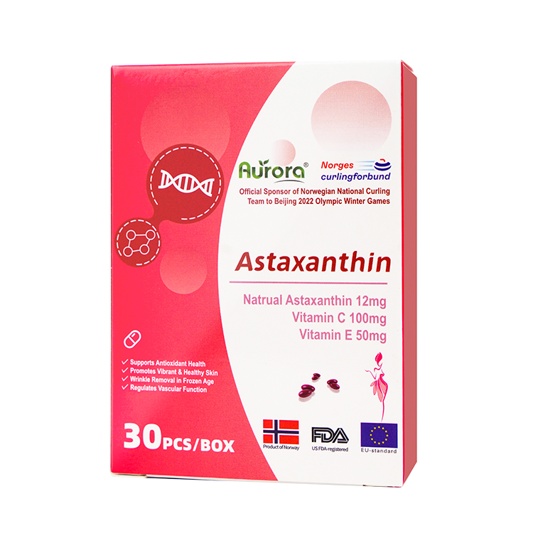 Aurora挪威进口天然虾青素精华软胶囊雨生红球藻30粒非磷虾油