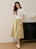 【专属特价】熙世界通勤卡其色a字半身裙2025夏装新款高腰伞裙中长裙子纯棉 商品缩略图3
