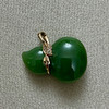 18K玫瑰金和田玉（碧玉）镶钻葫芦吊坠/立体葫芦14*20mm 商品缩略图0